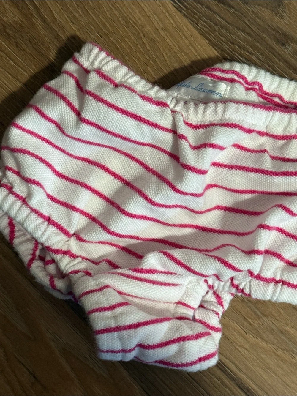 Ralph Lauren White and Pink Striped Button-Front Polo Top